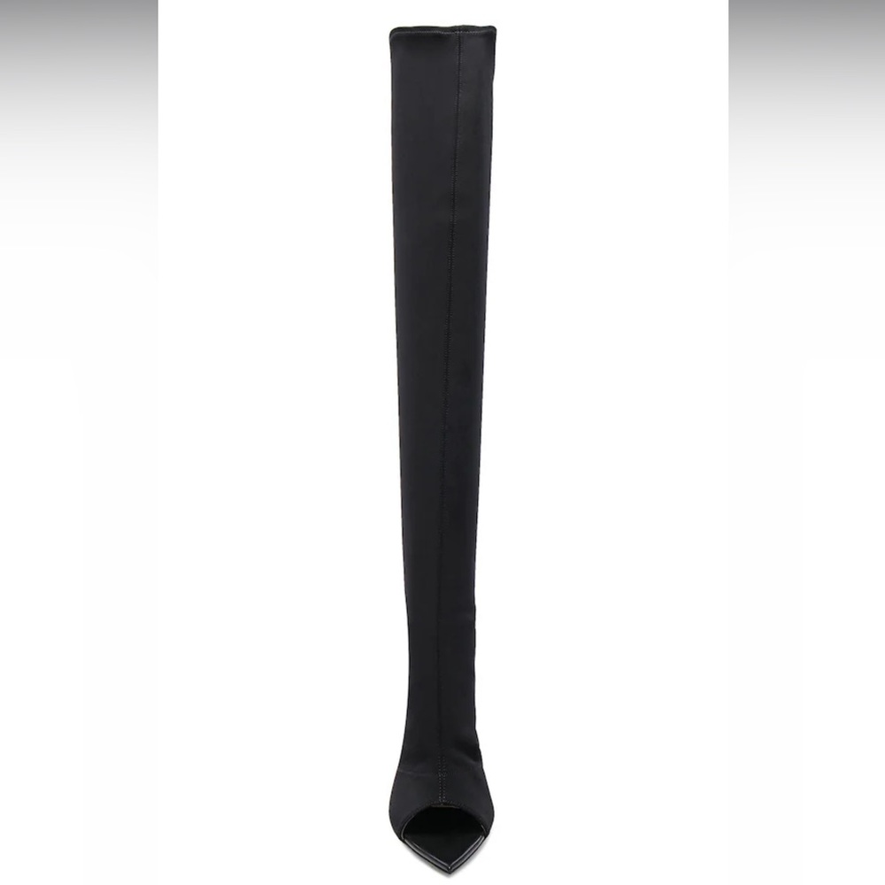Gianvito Rossi Gotham Cuissard Peep Toe Thigh High Boots 🖤Black on black🖤 - Picture 3 of 15